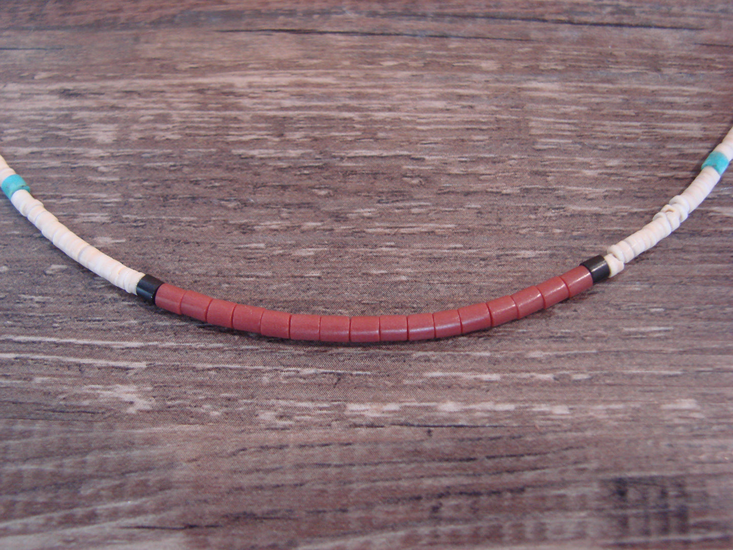 Native American 18" Santo Domingo Tortoise Shell Heishi Necklace - Crespin