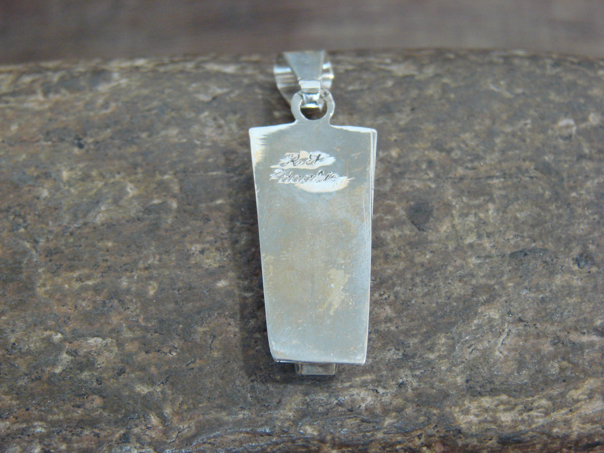 Native American Sterling Silver & Turquoise Inlay Sunface Pendant - Edaakie