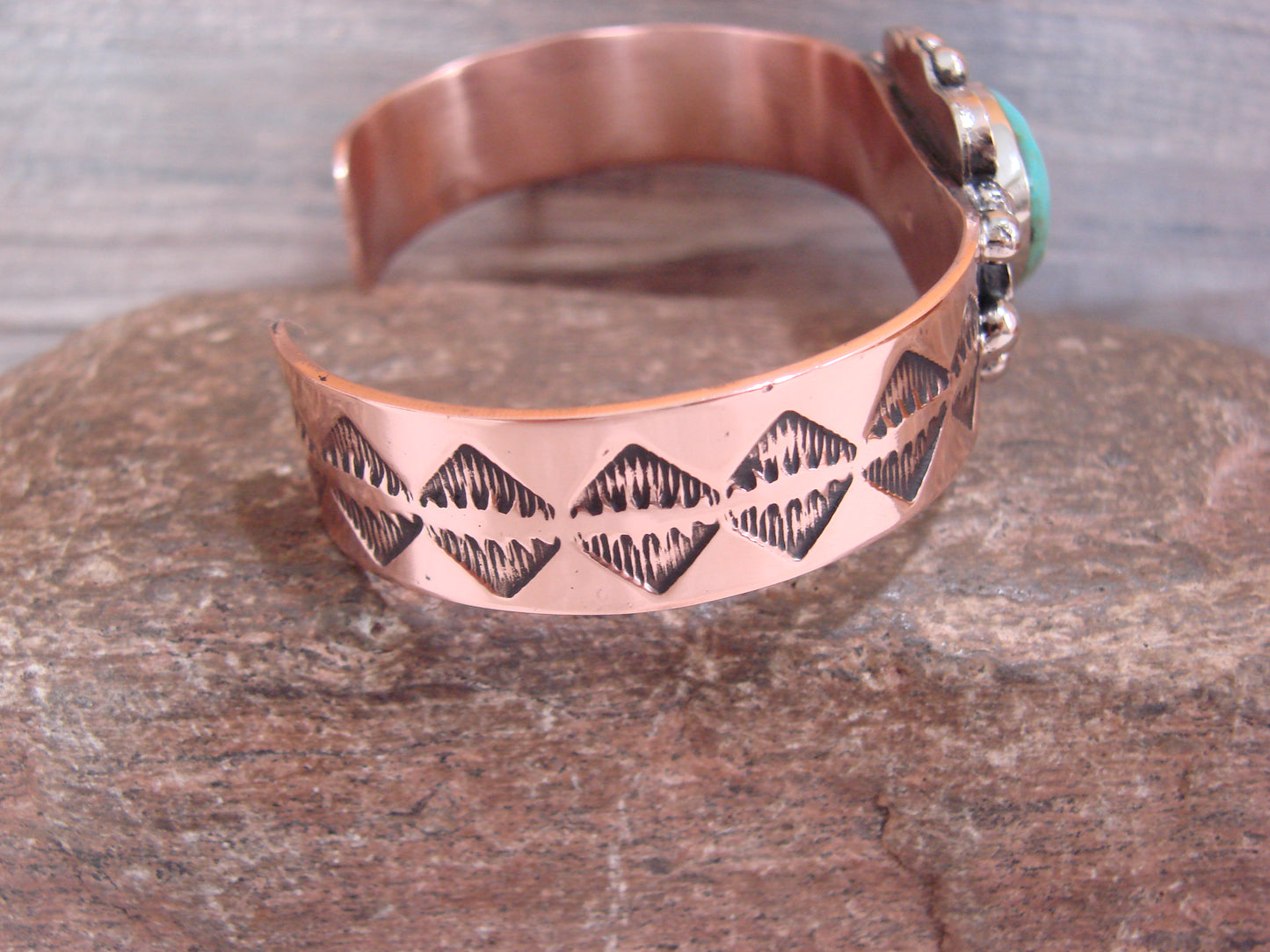 Native American Copper & Turquoise Bracelet by Cleveland