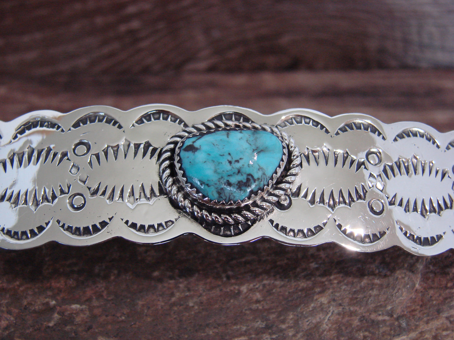 Native American Nickel Silver & Turquoise Hair Barrette by Cleveland