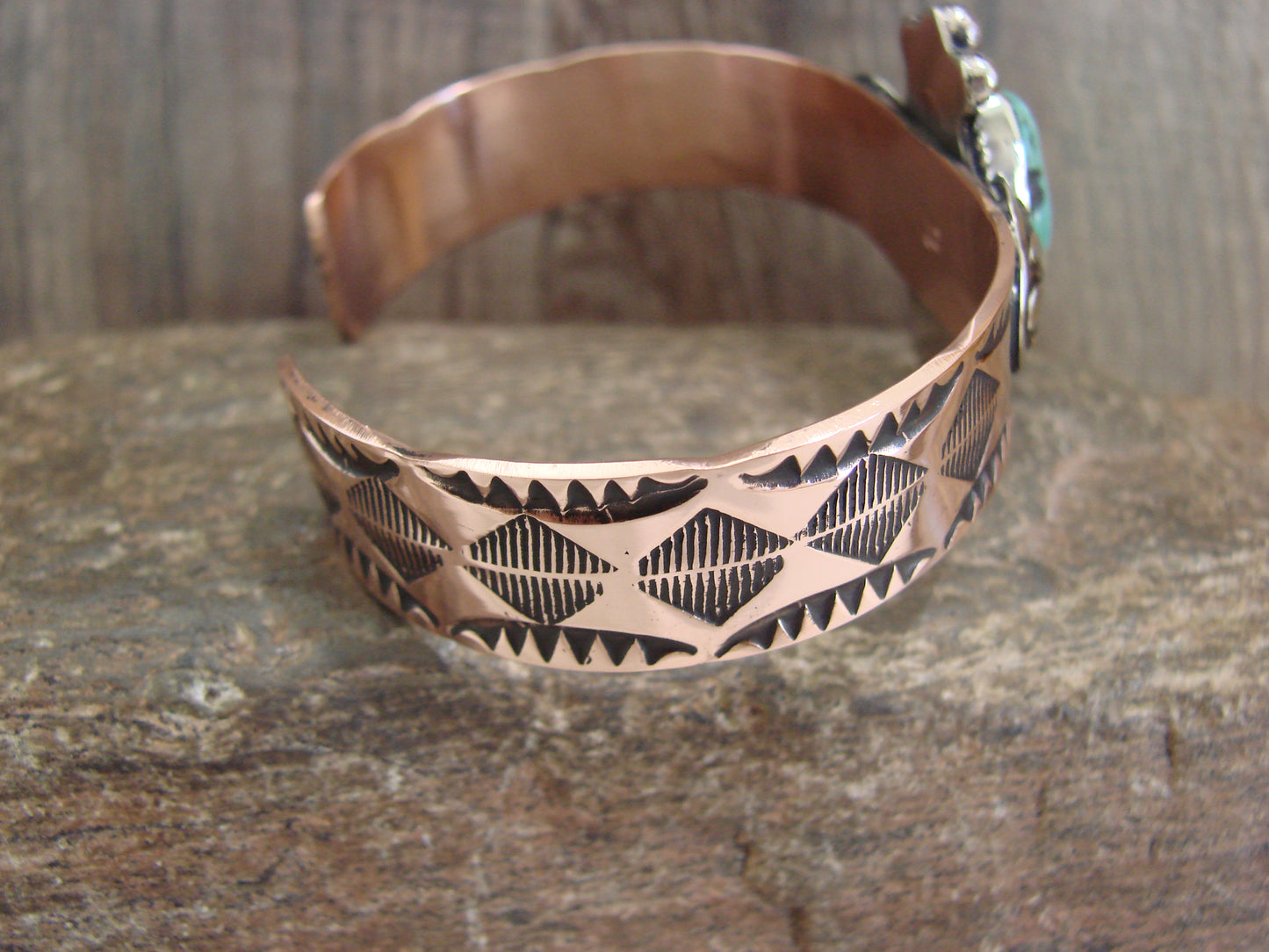 Native American Copper & Turquoise Bracelet by Cleveland