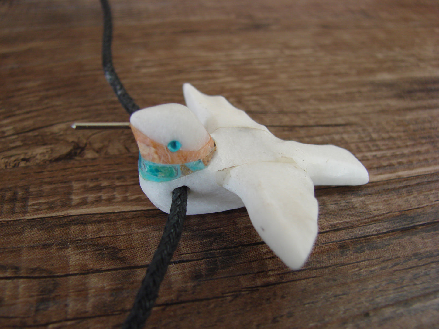 Hand Carved White Marble Hummingbird Fetish Necklace - Mitchell