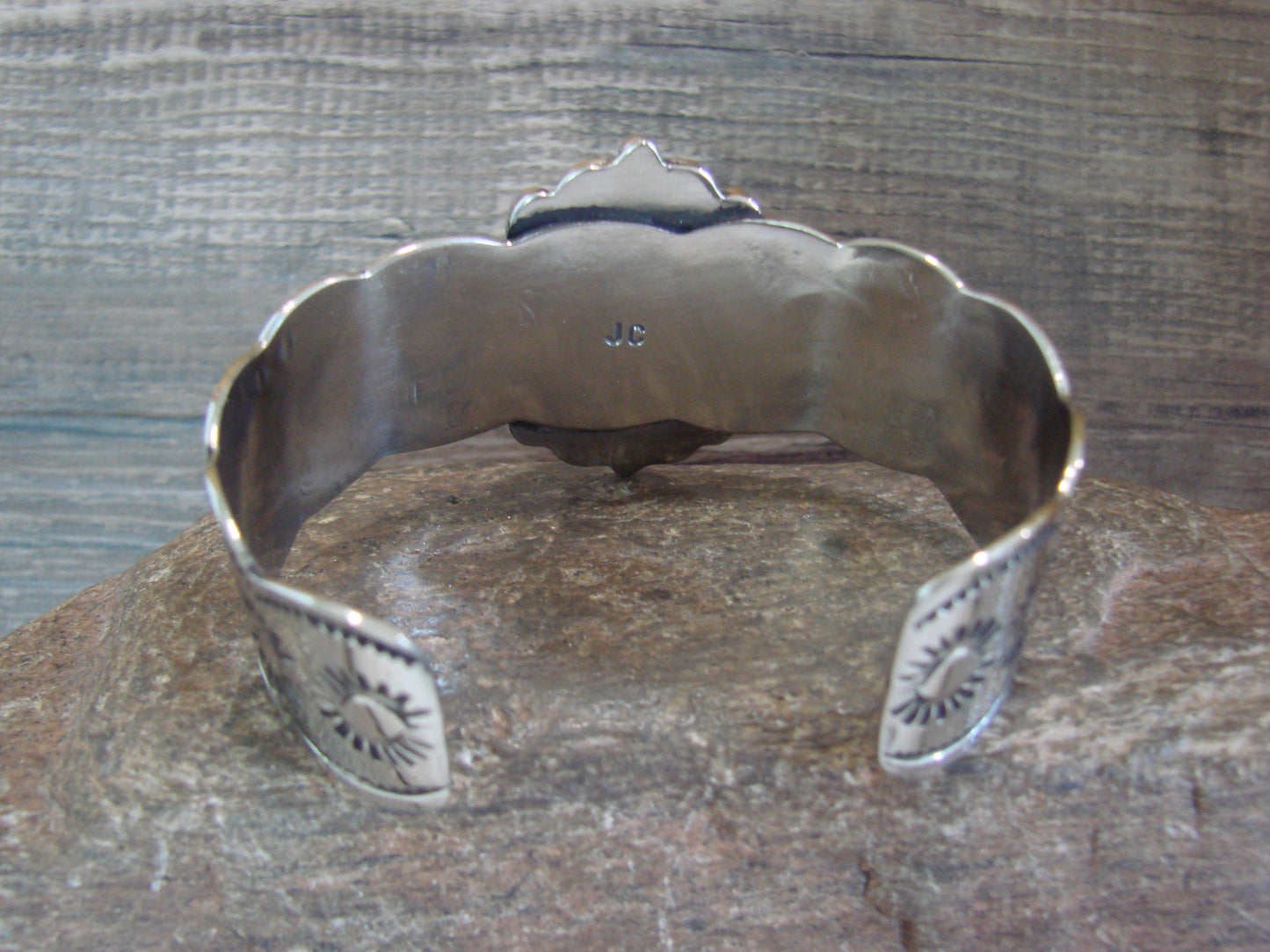 Navajo Indian Nickel Silver & Red Howlite Bracelet by Cleveland