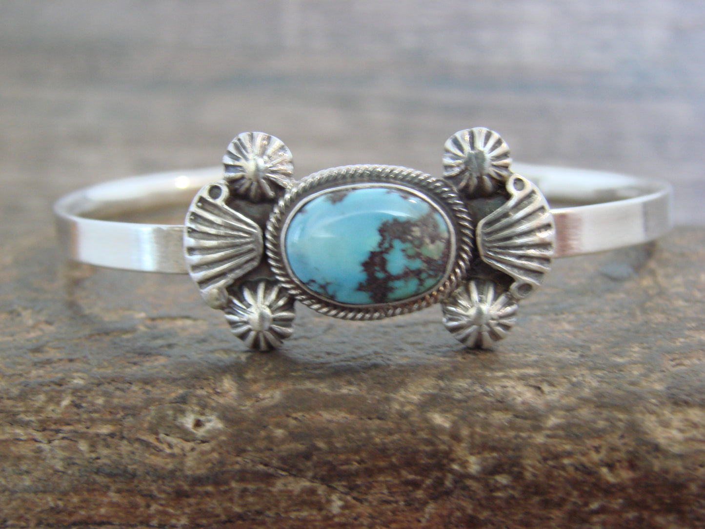 Native American Sterling Silver & Turquoise Bracelet by Francisco