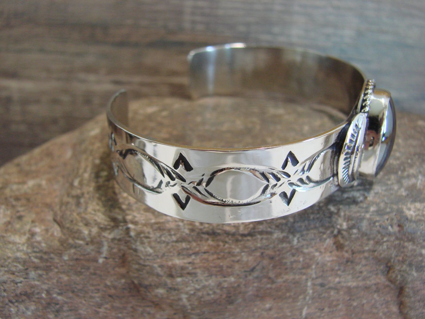 Navajo Indian Nickel Silver & Hematite Bracelet by Cleveland