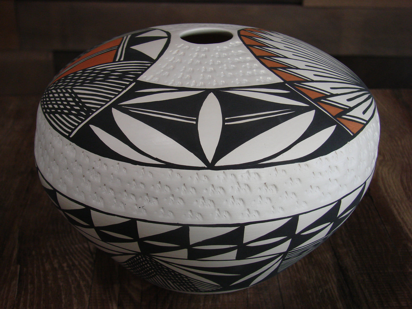 Native American Fine Line Hand Coiled & Hand Painted Pottery by B. Garcia