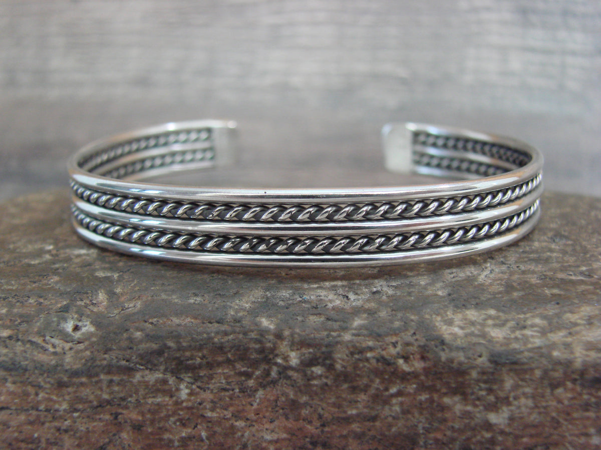 Native American Twisted Sterling Silver Bracelet Cuff by Tahe