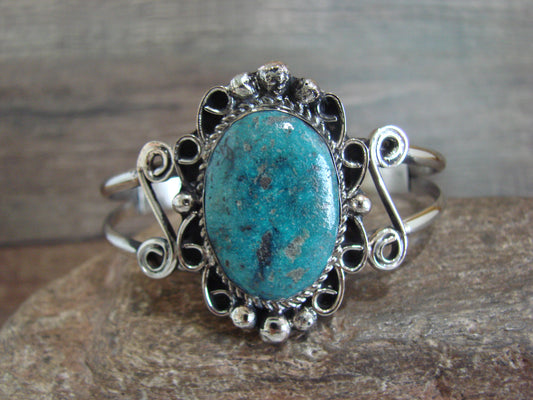 Native American Nickel Silver & Turquoise Bracelet by Cleveland