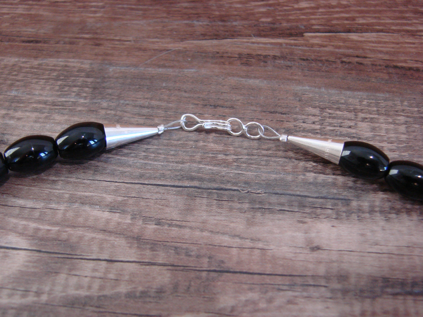 Native American Sterling Silver & Onyx 30" Gemstone Necklace by Singer