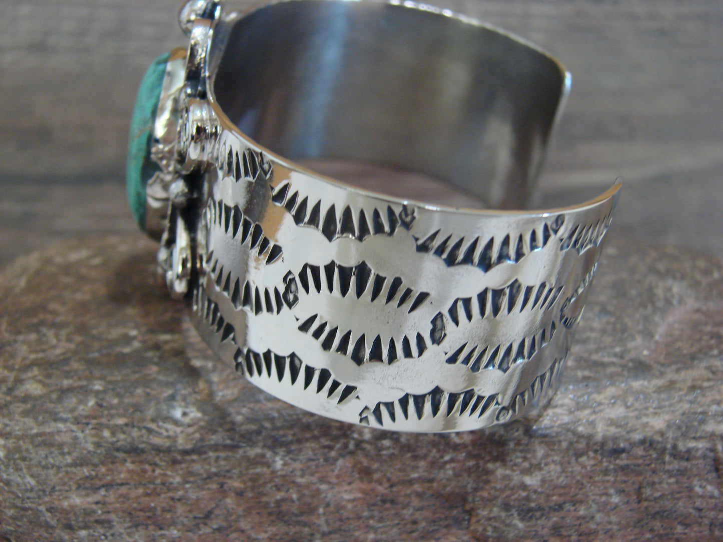 Native American Nickel Silver & Turquoise Bracelet by Cleveland