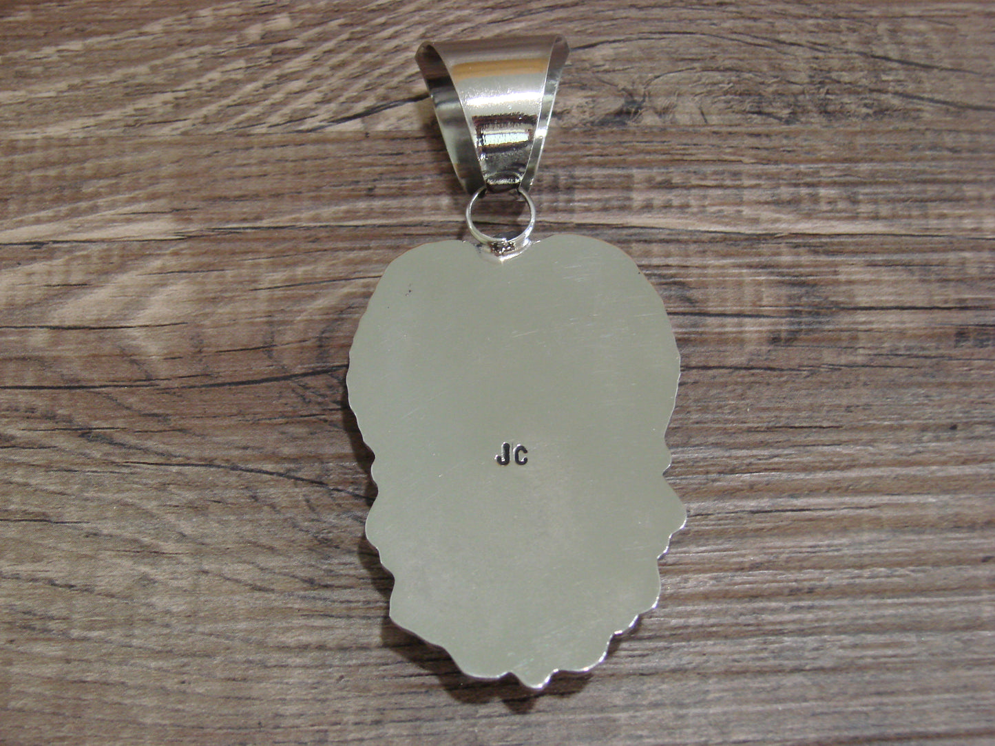 Large Navajo Indian Nickel Silver & Jasper Pendant by Cleveland