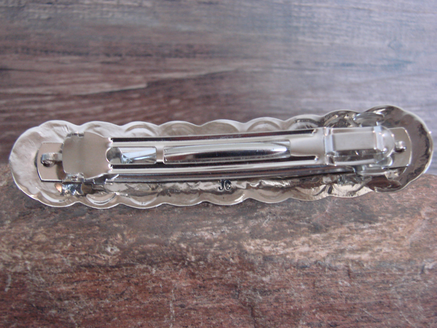 Native American Nickel Silver & Turquoise Hair Barrette by Cleveland