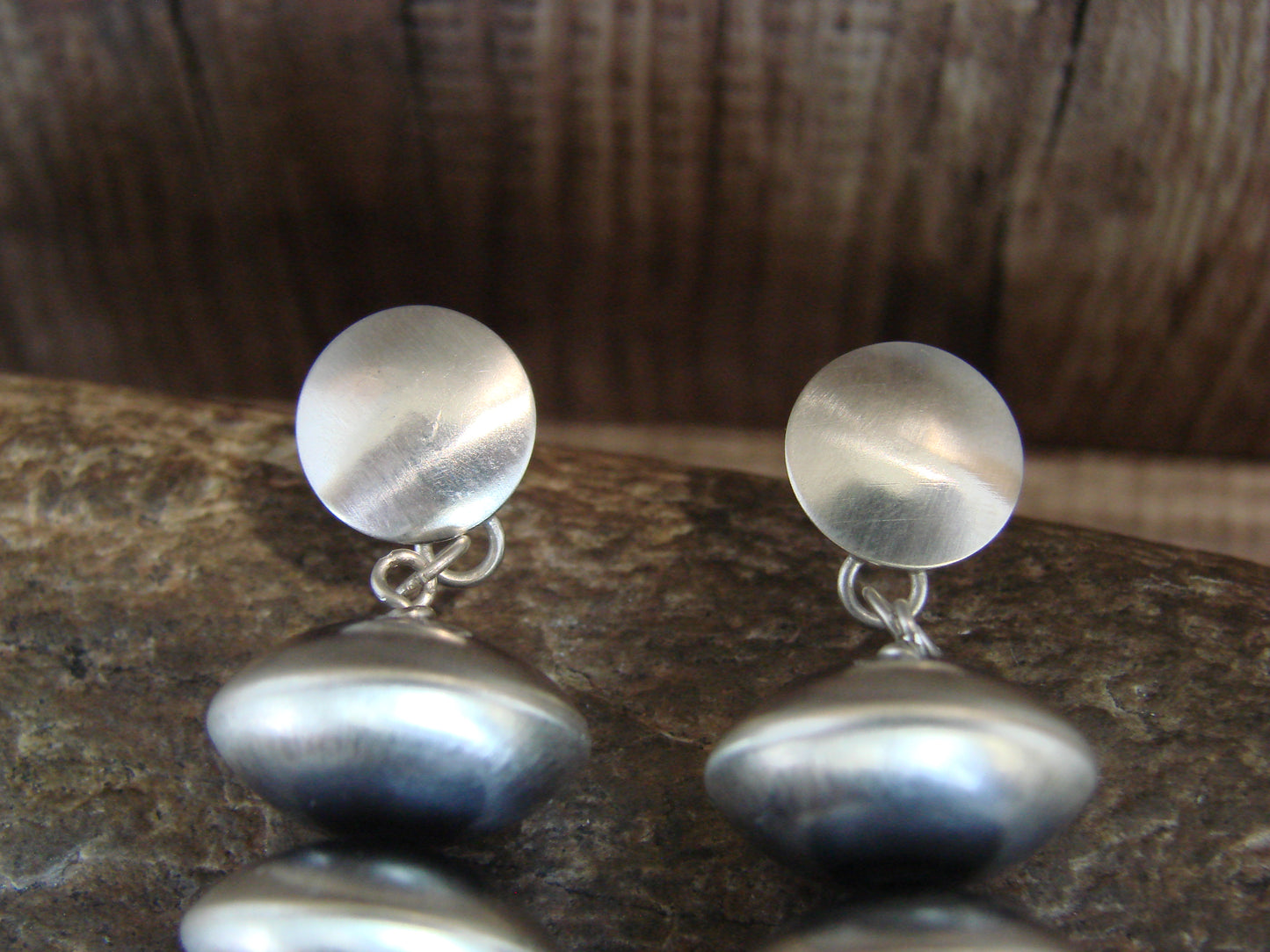Native American Sterling Silver Navajo Pearl Post Dangle Earrings by Begay