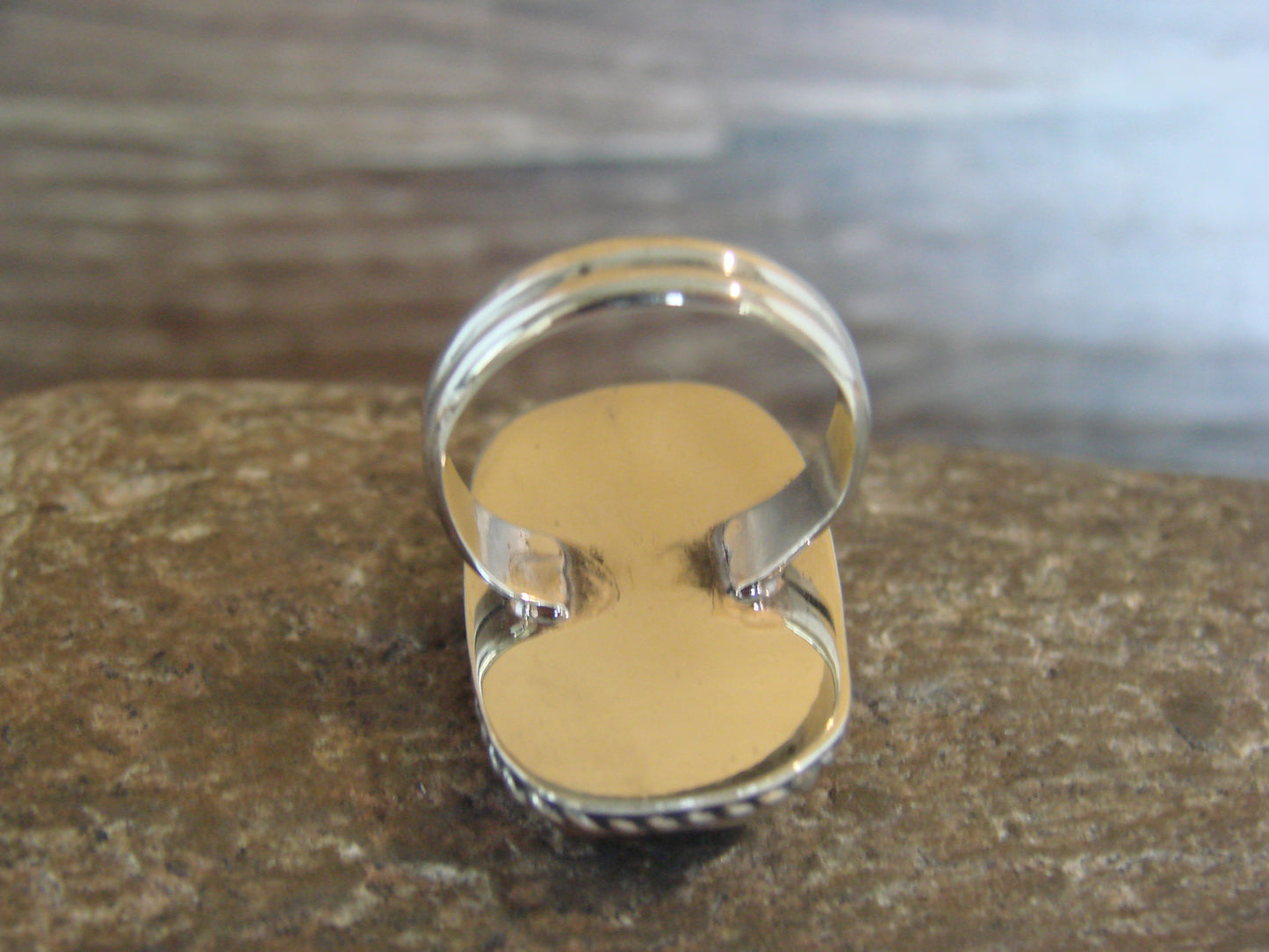 Native American Nickel Silver & Turquoise Ring Size 7 - Cleveland