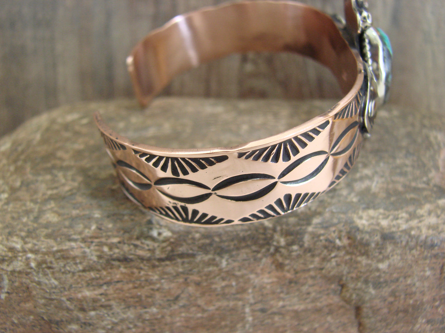 Native American Copper & Turquoise Bracelet by Cleveland