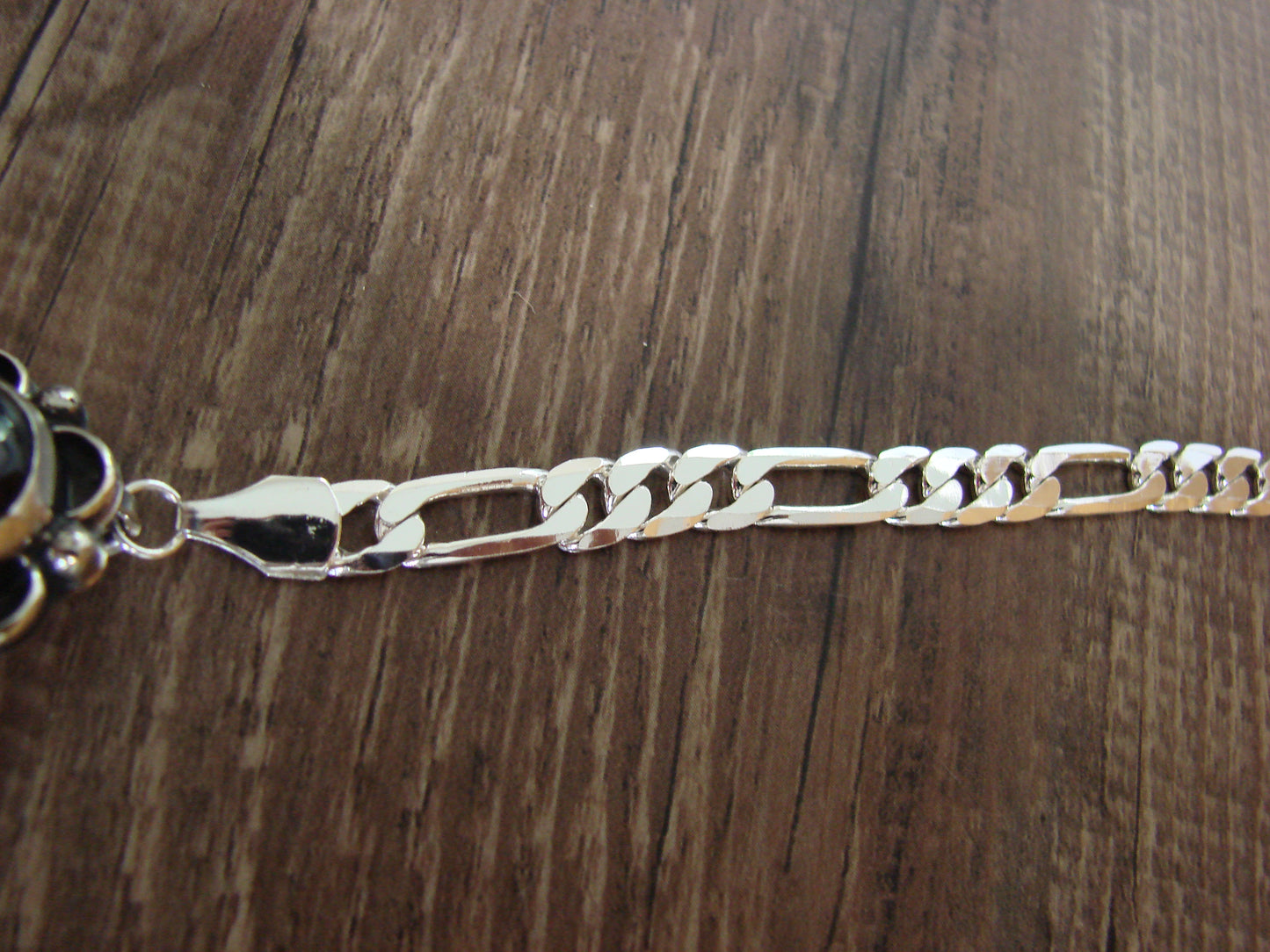 Navajo Indian Nickel Silver & Onyx Link Necklace Signed Cleveland