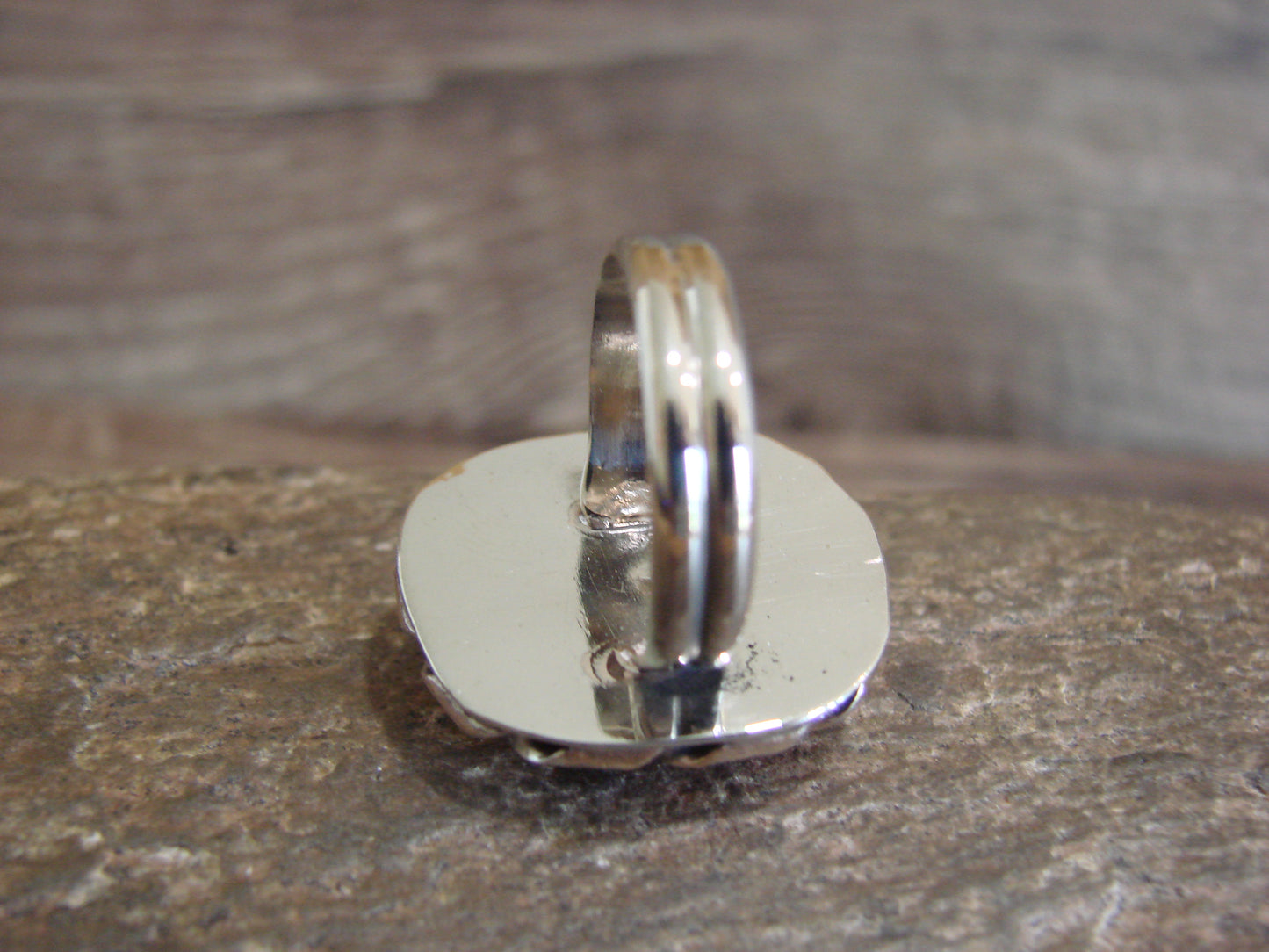 Native American Nickel Silver & Red Howlite Ring Size 7 - Cleveland