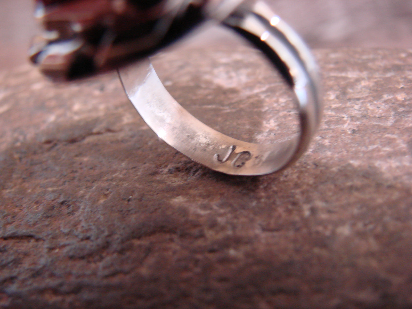 Native American Nickel Silver & Red Howlite Ring Size 7 - Cleveland