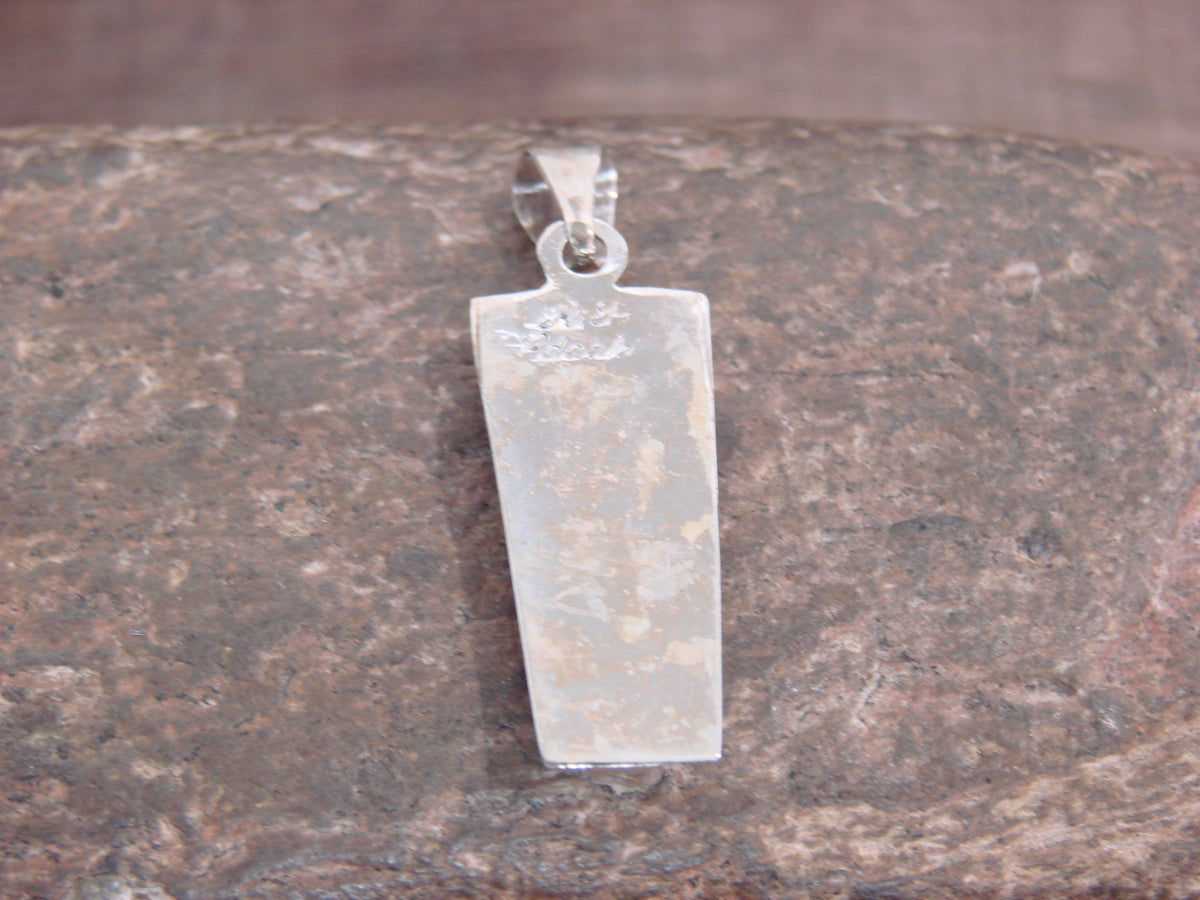 Native American Sterling Silver & Turquoise Inlay Sunface Pendant - Edaakie