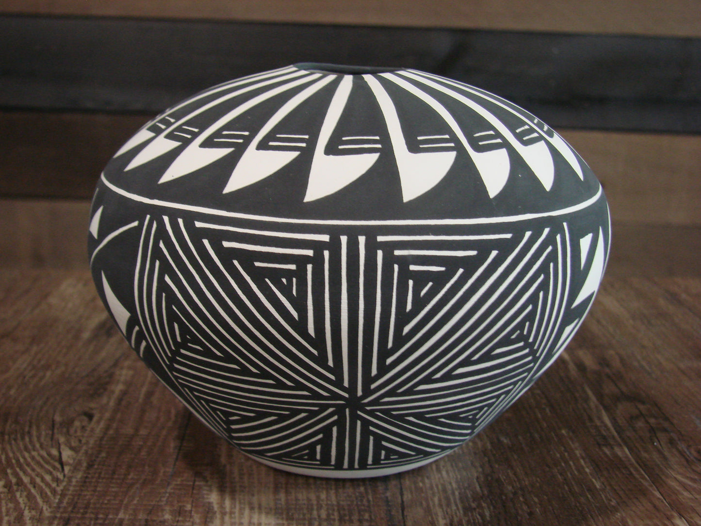 Native American Acoma Fine Line Hand Painted Pottery by Victorino