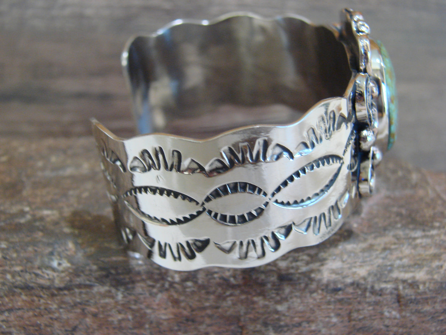 Native American Nickel Silver & Turquoise Bracelet by Cleveland