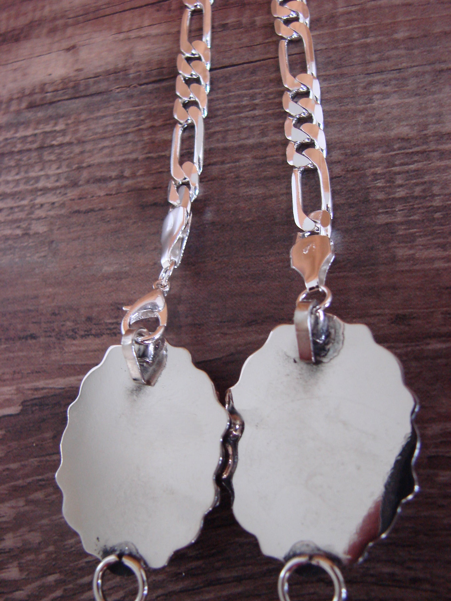 Navajo Indian Nickel Silver & Onyx Link Necklace Signed Cleveland