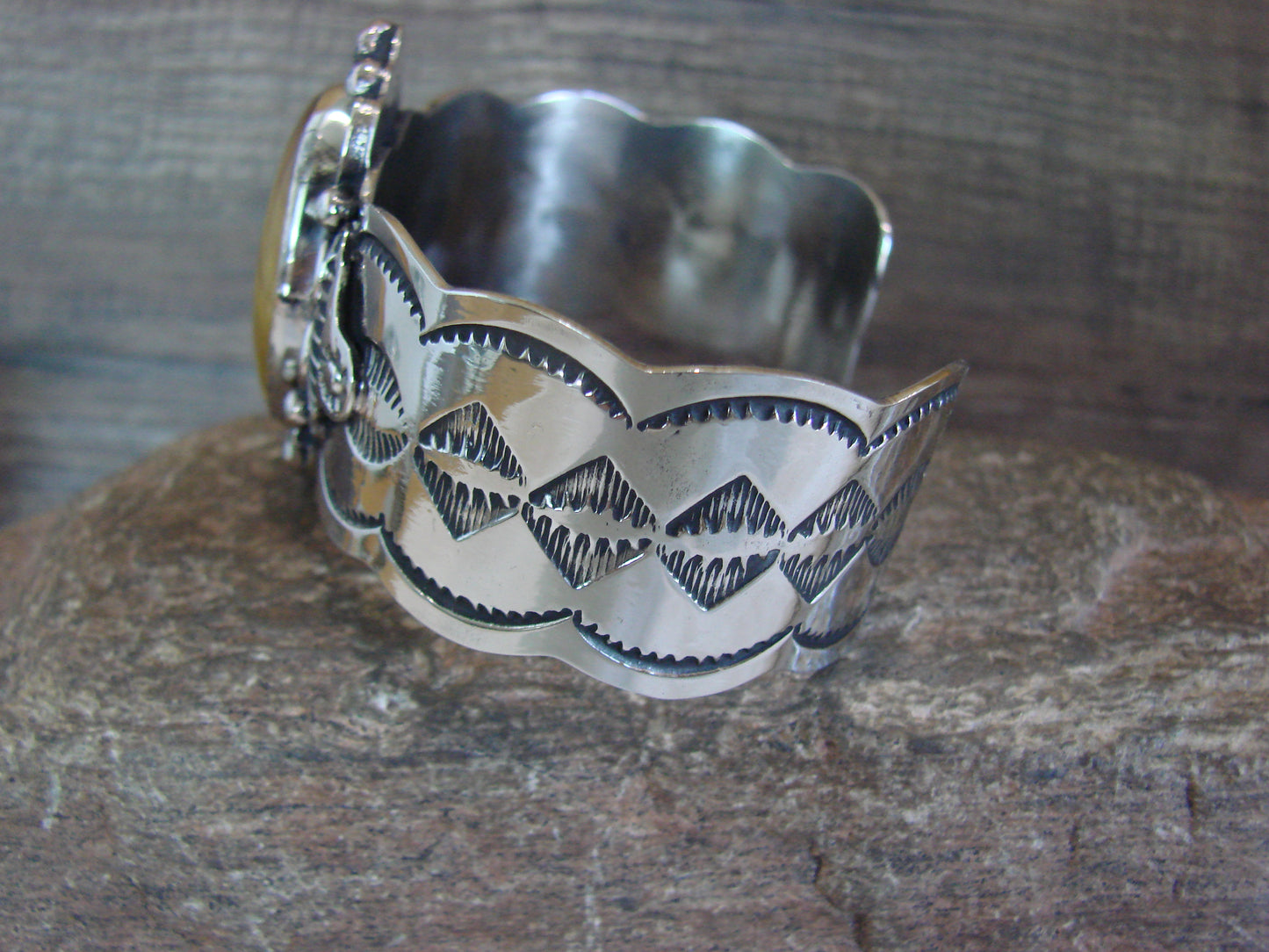 Navajo Indian Nickel Silver & Tiger Eye Bracelet by Cleveland