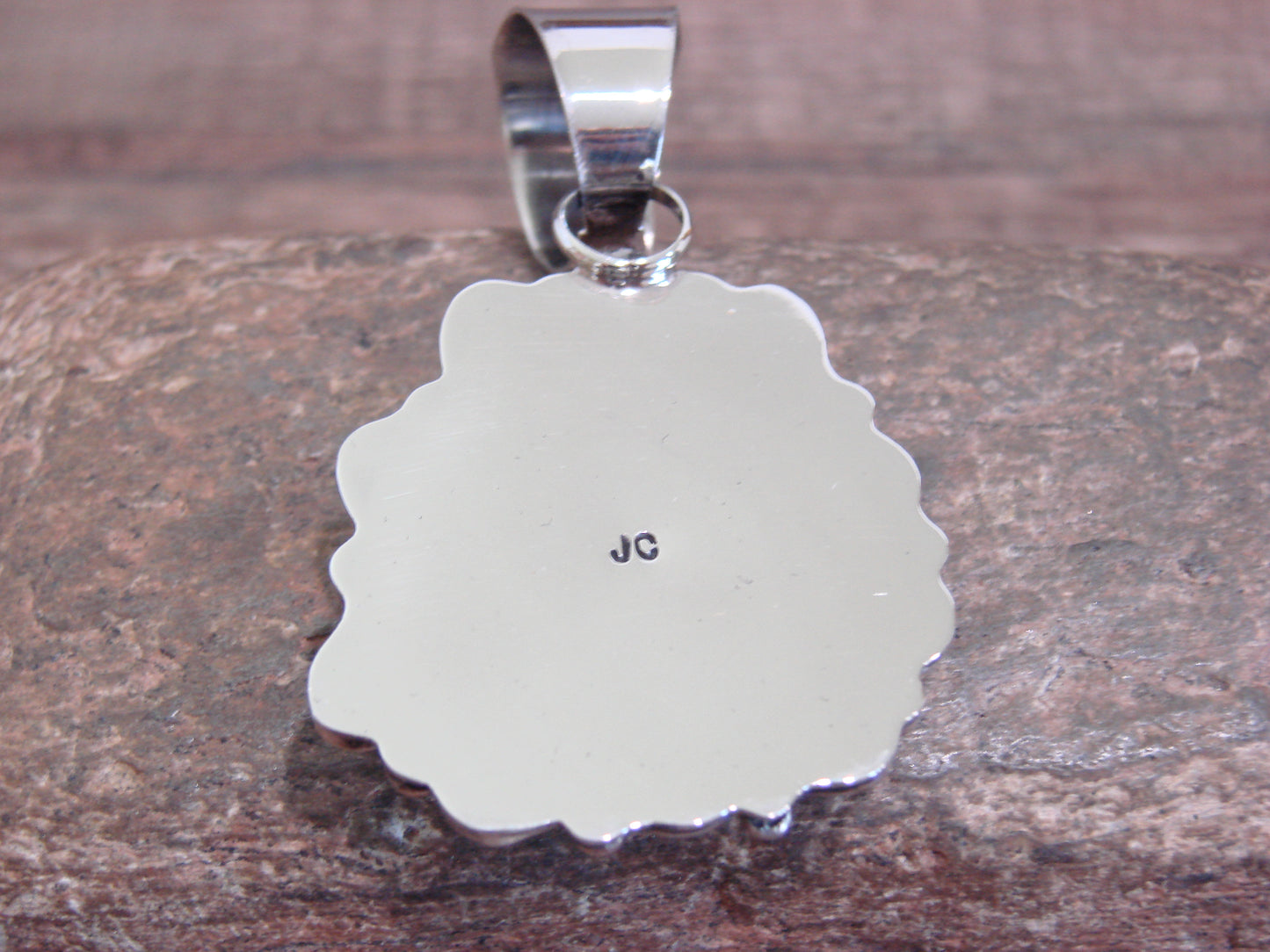 Native American Nickel Silver & Turquoise Pendant - Cleveland