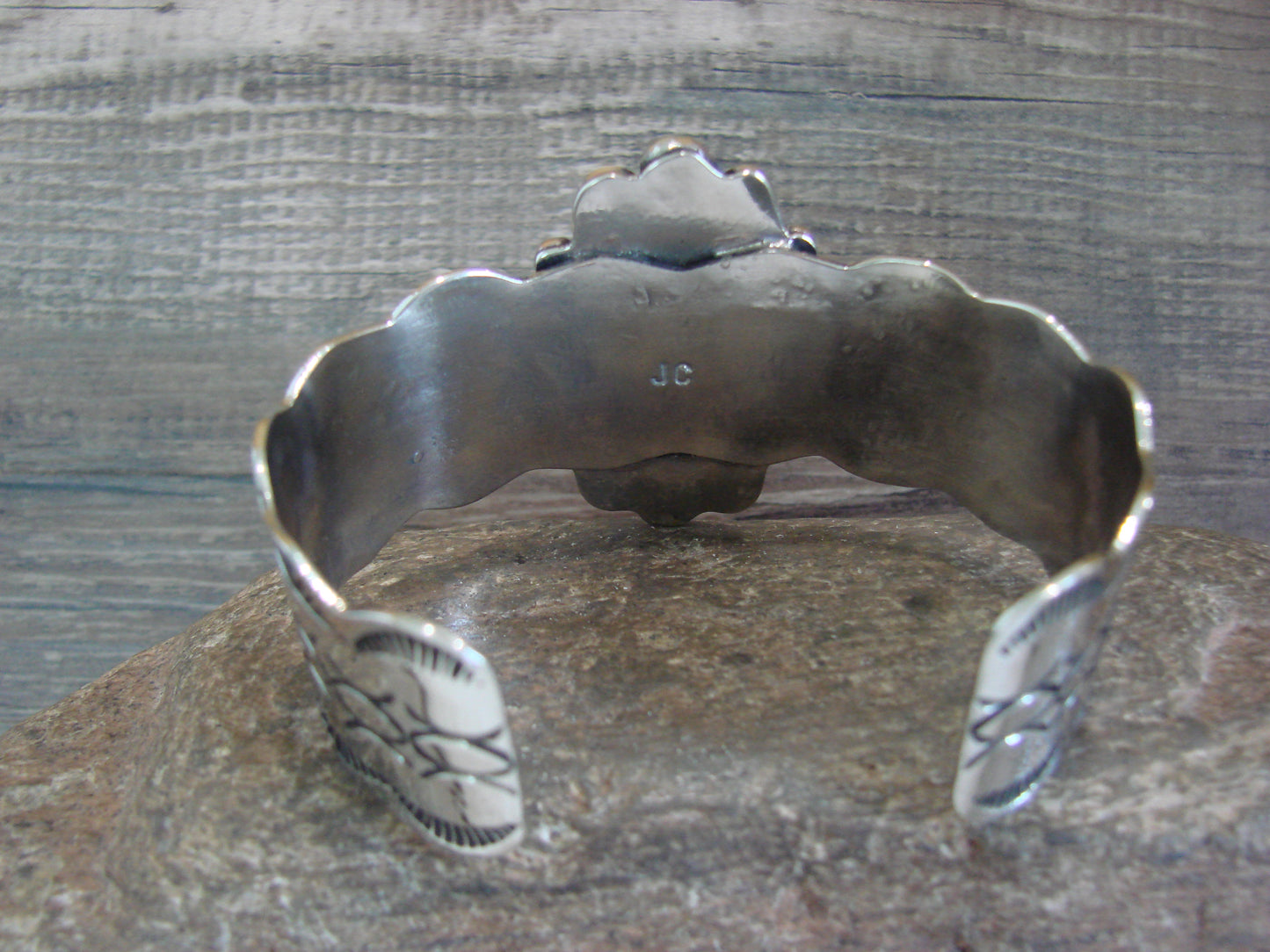 Navajo Indian Nickel Silver & Onyx Bracelet by Cleveland