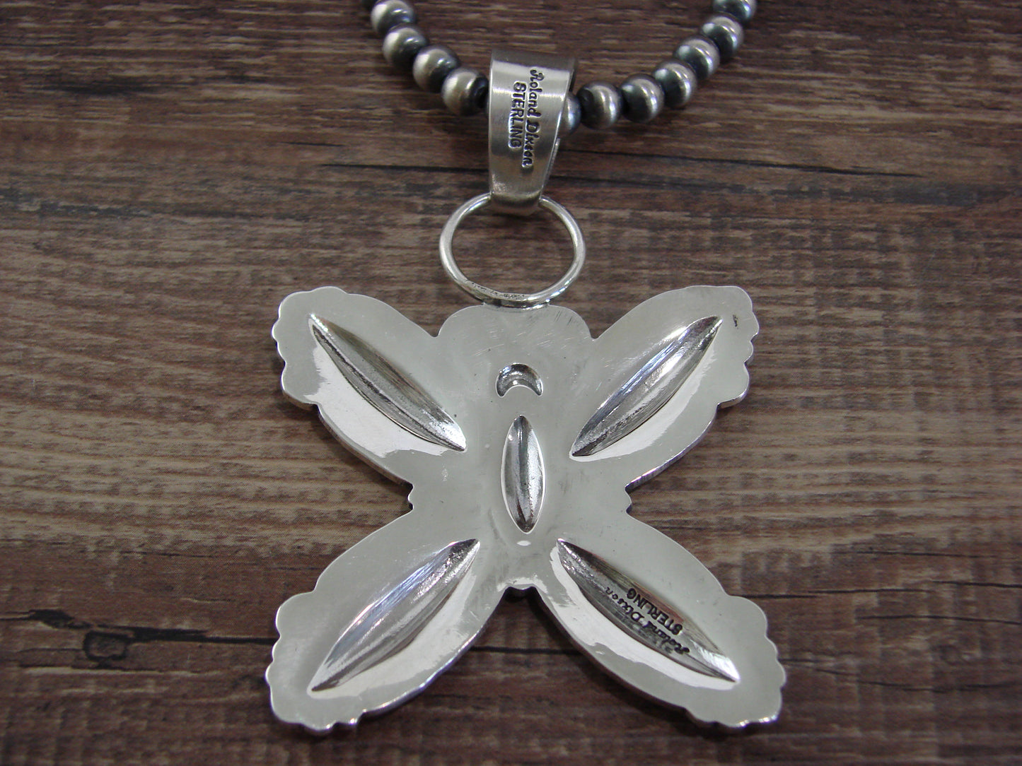Native American 18" Sterling Silver Butterfly Necklace by Roland Dixon