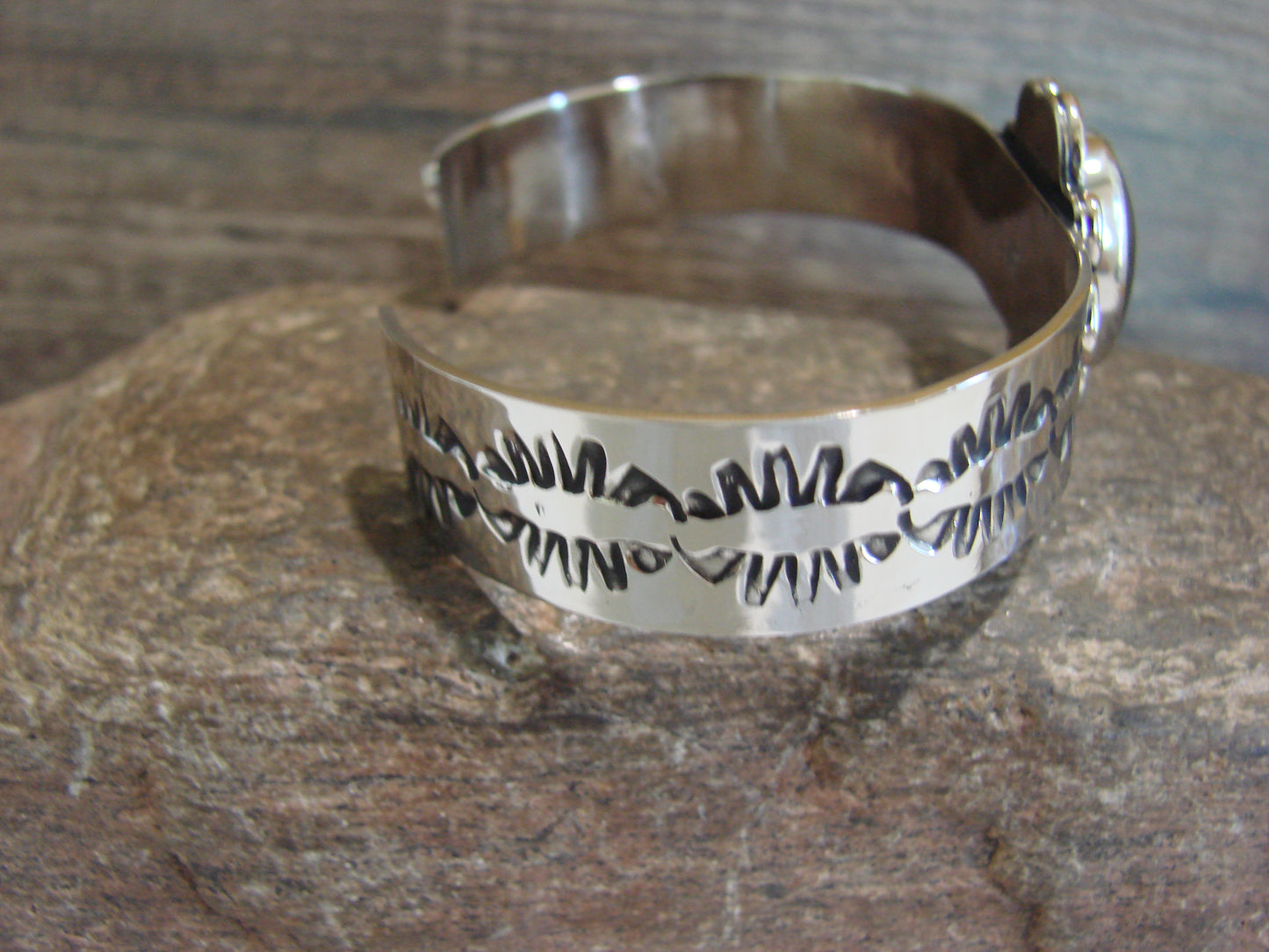 Navajo Indian Nickel Silver & Hematite Bracelet by Cleveland