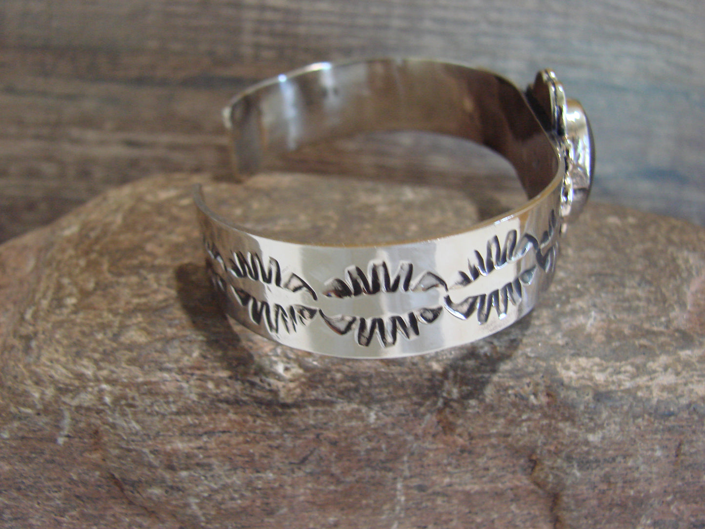 Navajo Indian Nickel Silver & Hematite Bracelet by Cleveland