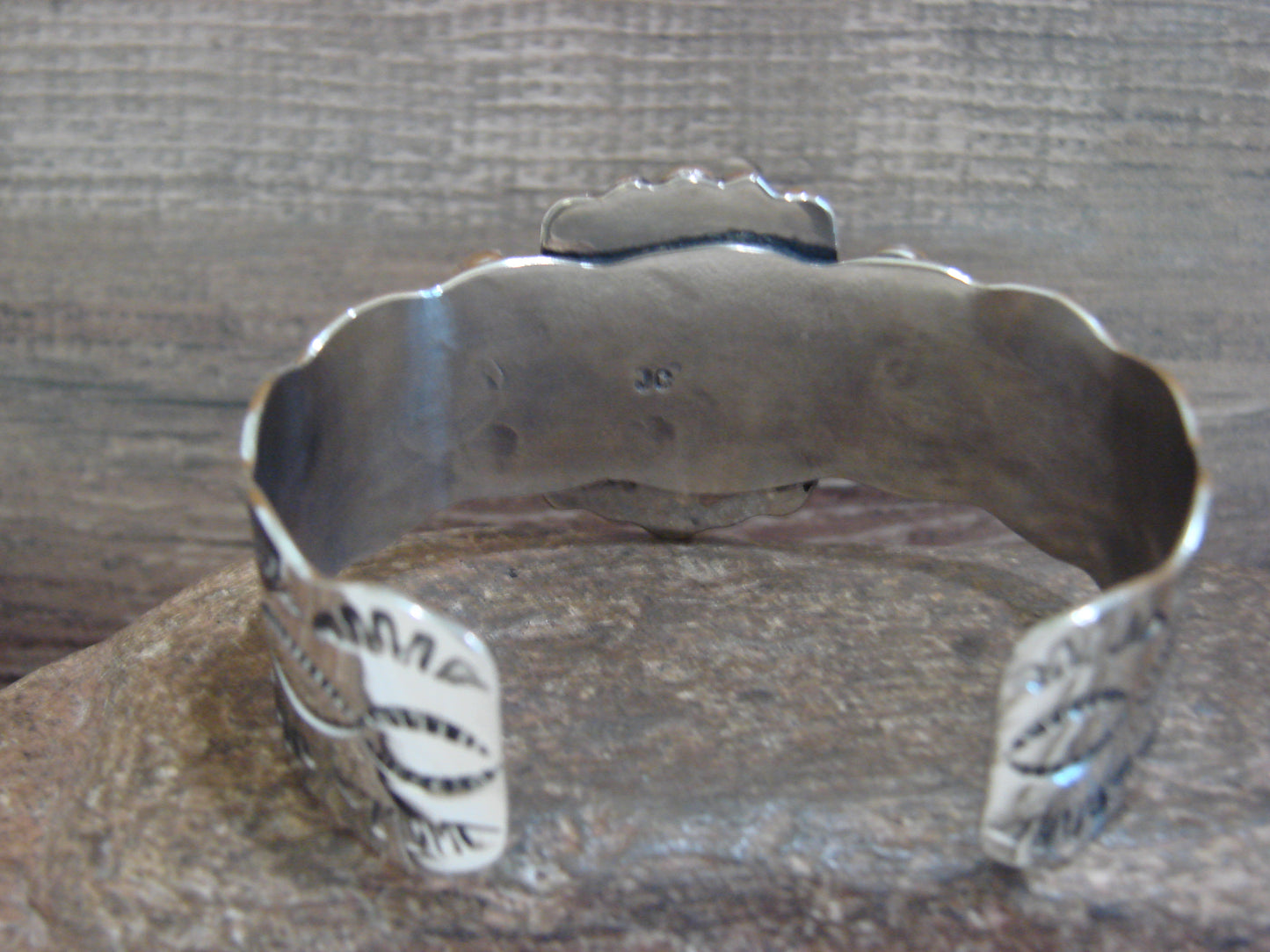 Native American Nickel Silver & Turquoise Bracelet by Cleveland