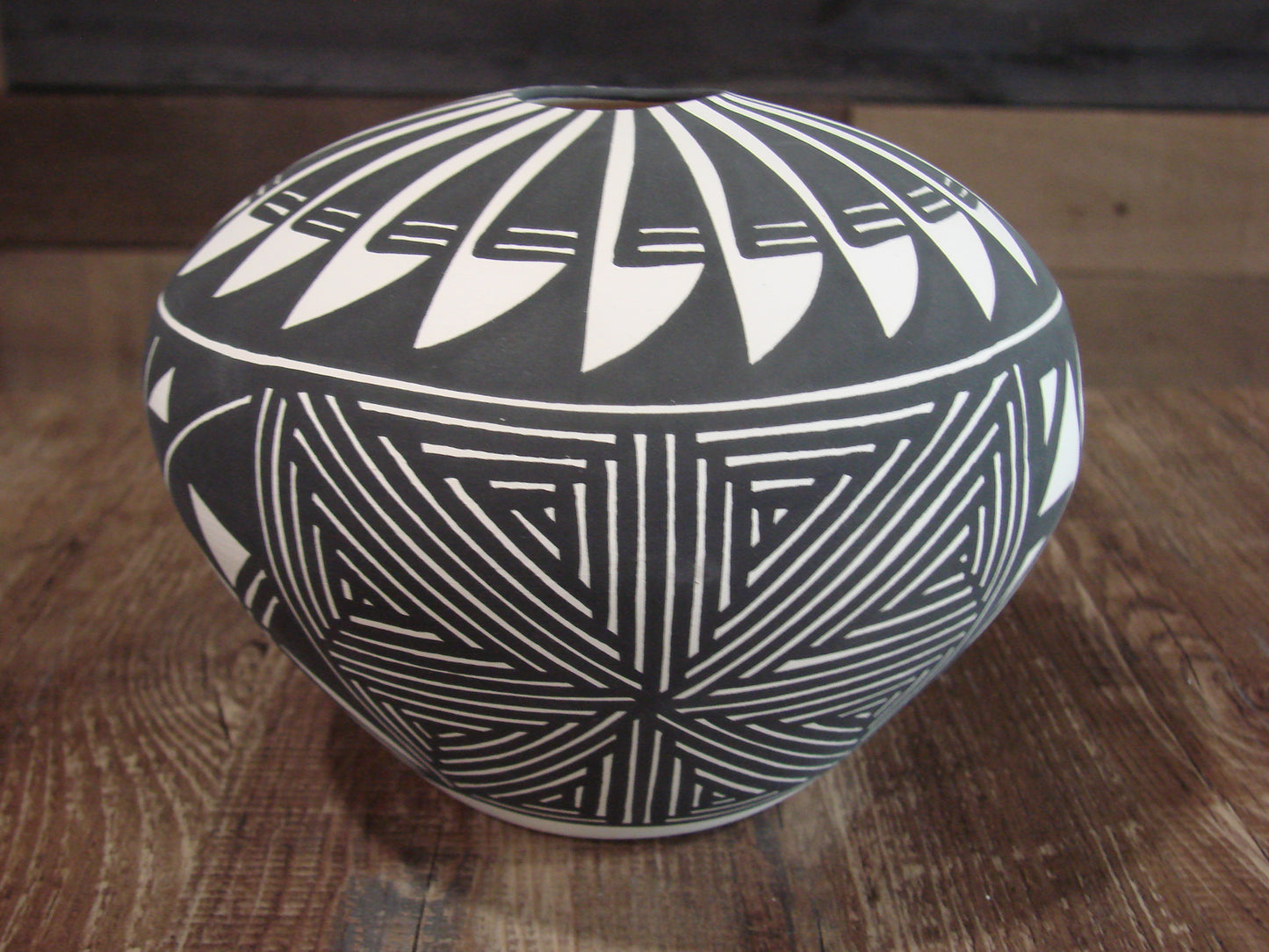 Native American Acoma Fine Line Hand Painted Pottery by Victorino