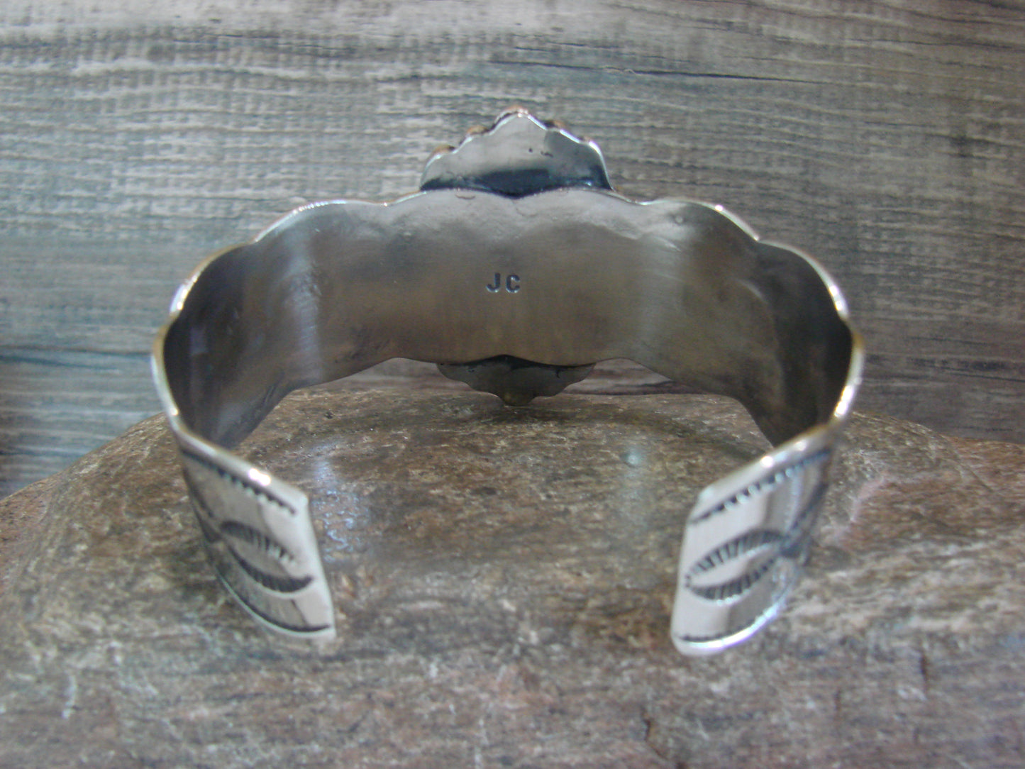 Navajo Indian Nickel Silver & Tiger Eye Bracelet by Cleveland