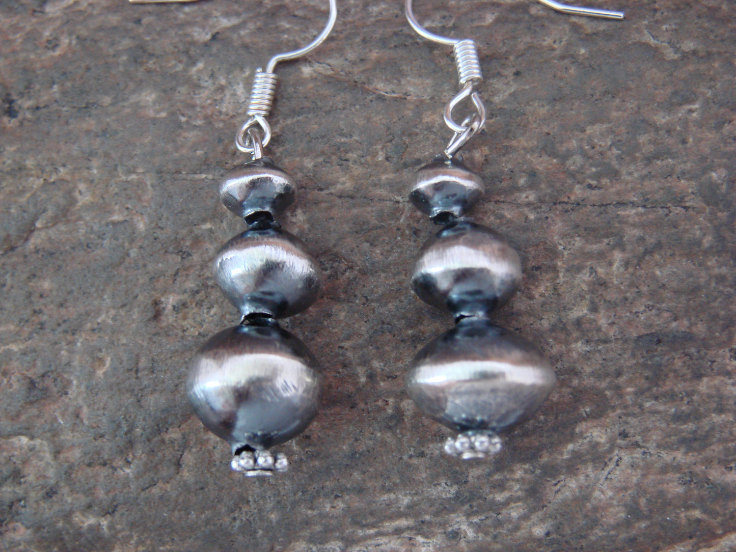 Native American Sterling Silver Navajo Pearl Dangle Earrings by Jim