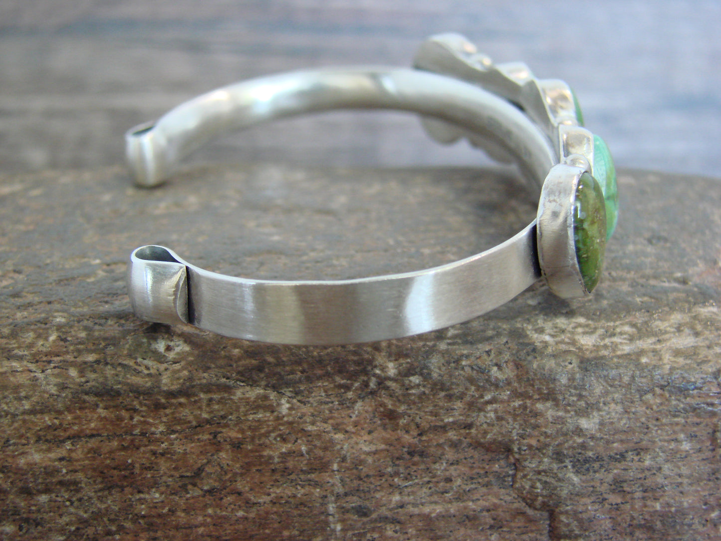 Native American Sterling Silver & Sonoran Turquoise Row Bracelet by Morgan