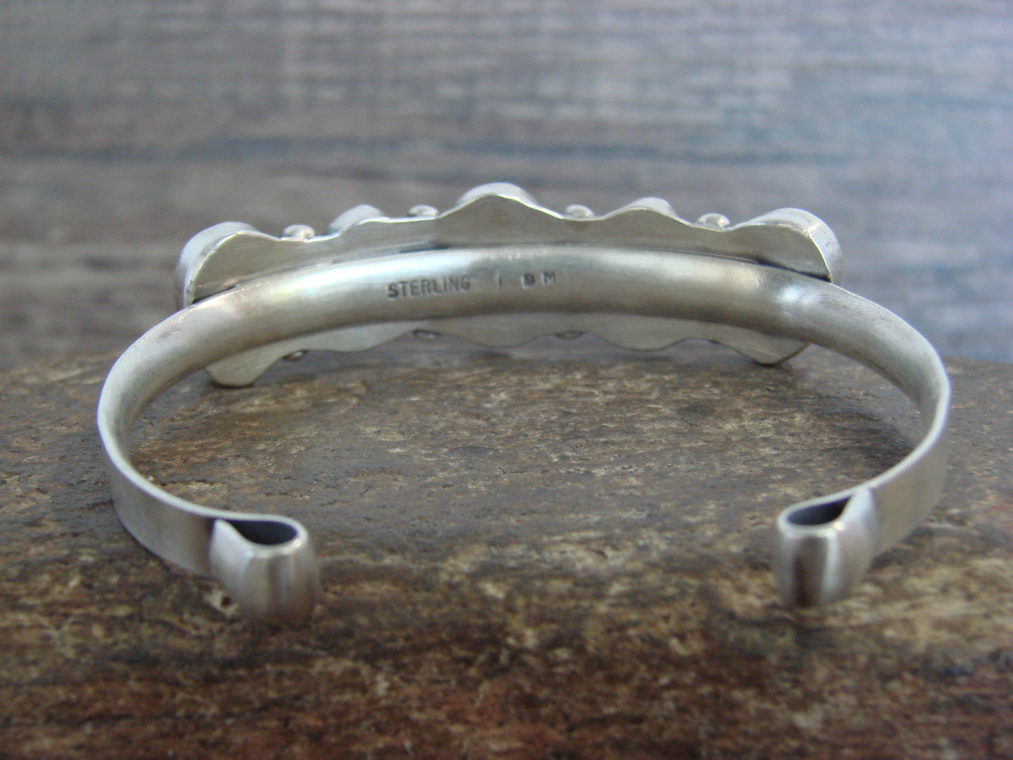 Native American Sterling Silver & Sonoran Turquoise Row Bracelet by Morgan