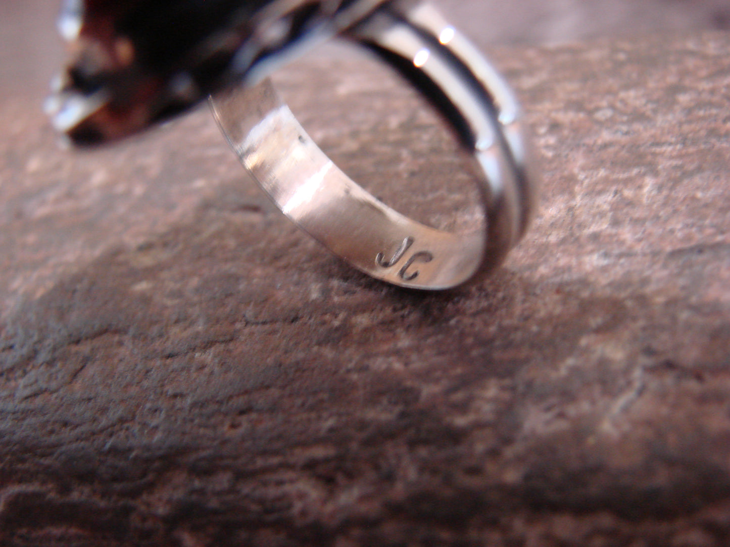 Native American Nickel Silver & Red Howlite Ring Size 7 - Cleveland