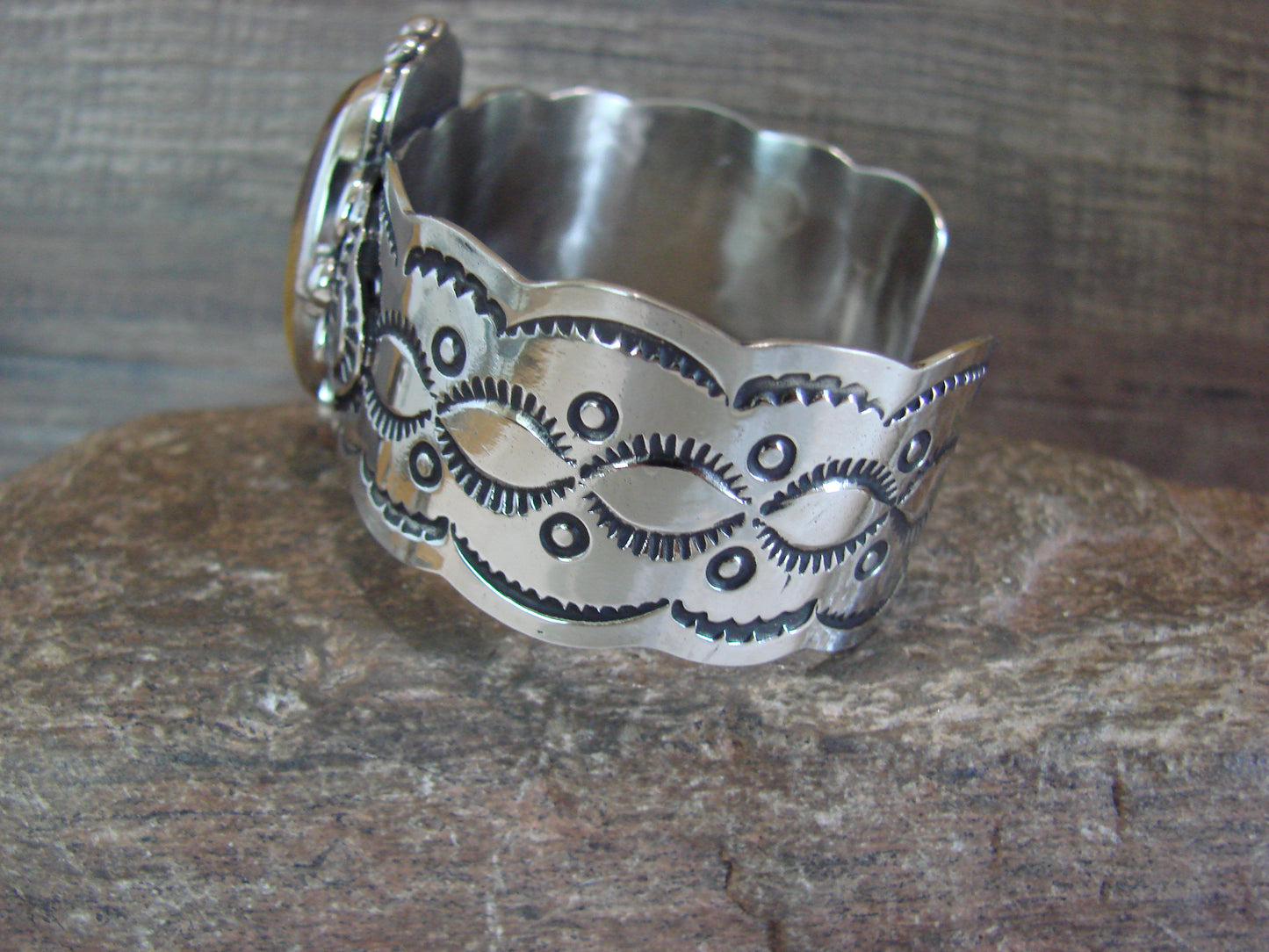 Navajo Indian Nickel Silver & Tiger Eye Bracelet by Cleveland