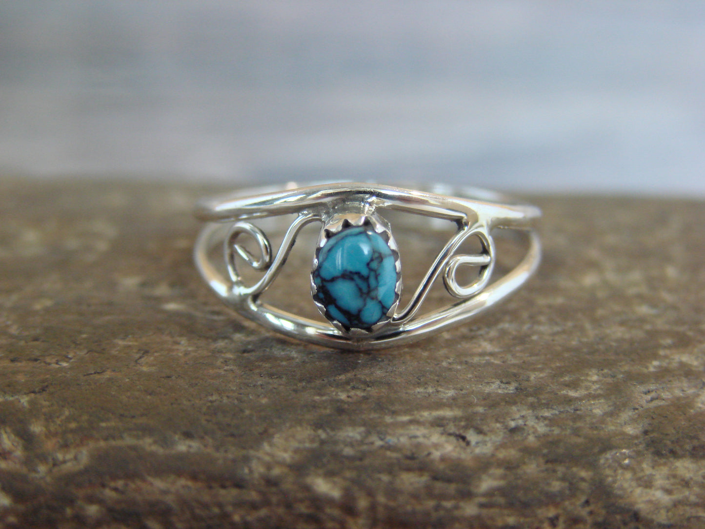 Native American Sterling Silver & Turquoise Ring Size 8.5 by Lincoln