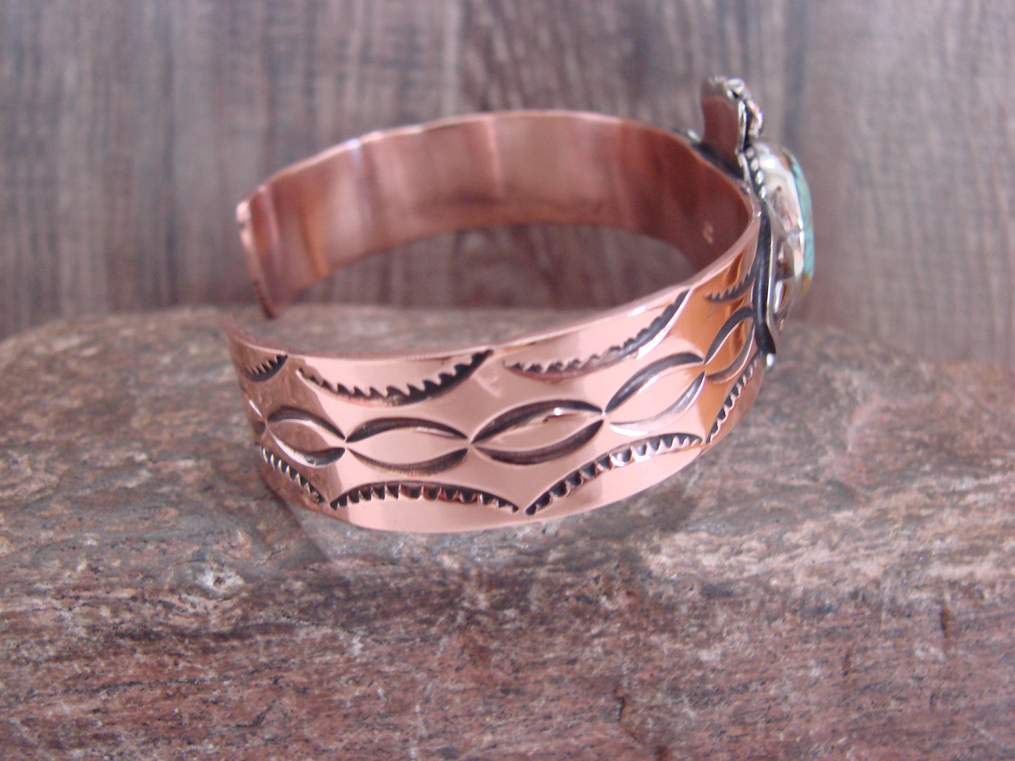 Native American Copper & Turquoise Bracelet by Cleveland
