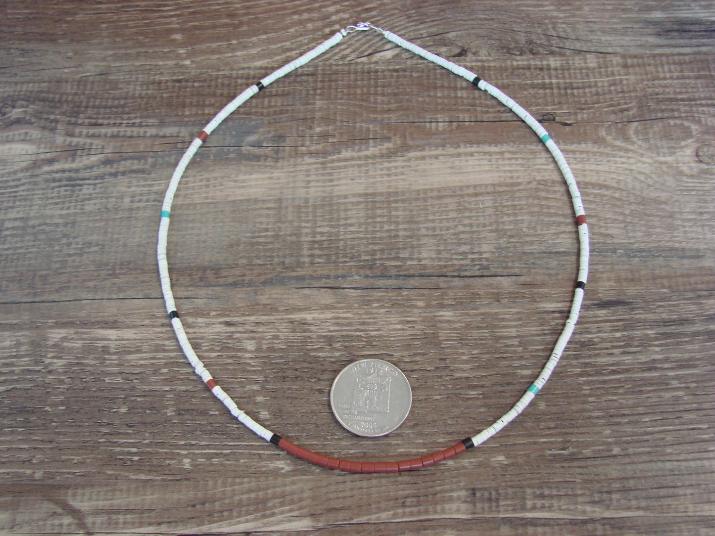 Native American 18" Santo Domingo Tortoise Shell Heishi Necklace - Crespin