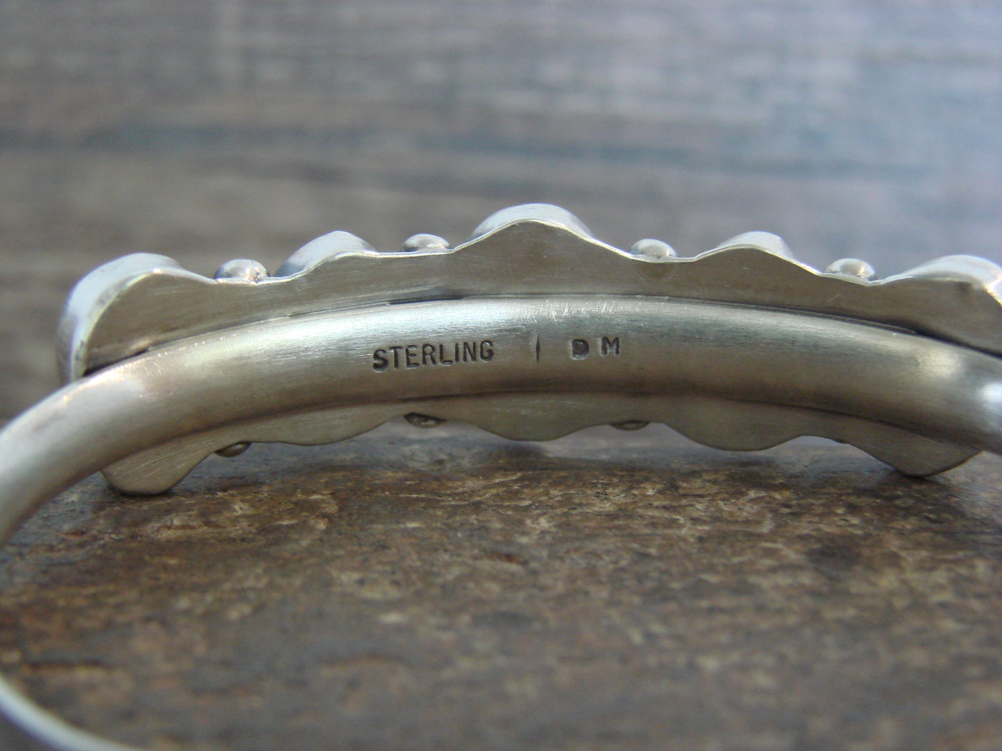 Native American Sterling Silver & Sonoran Turquoise Row Bracelet by Morgan