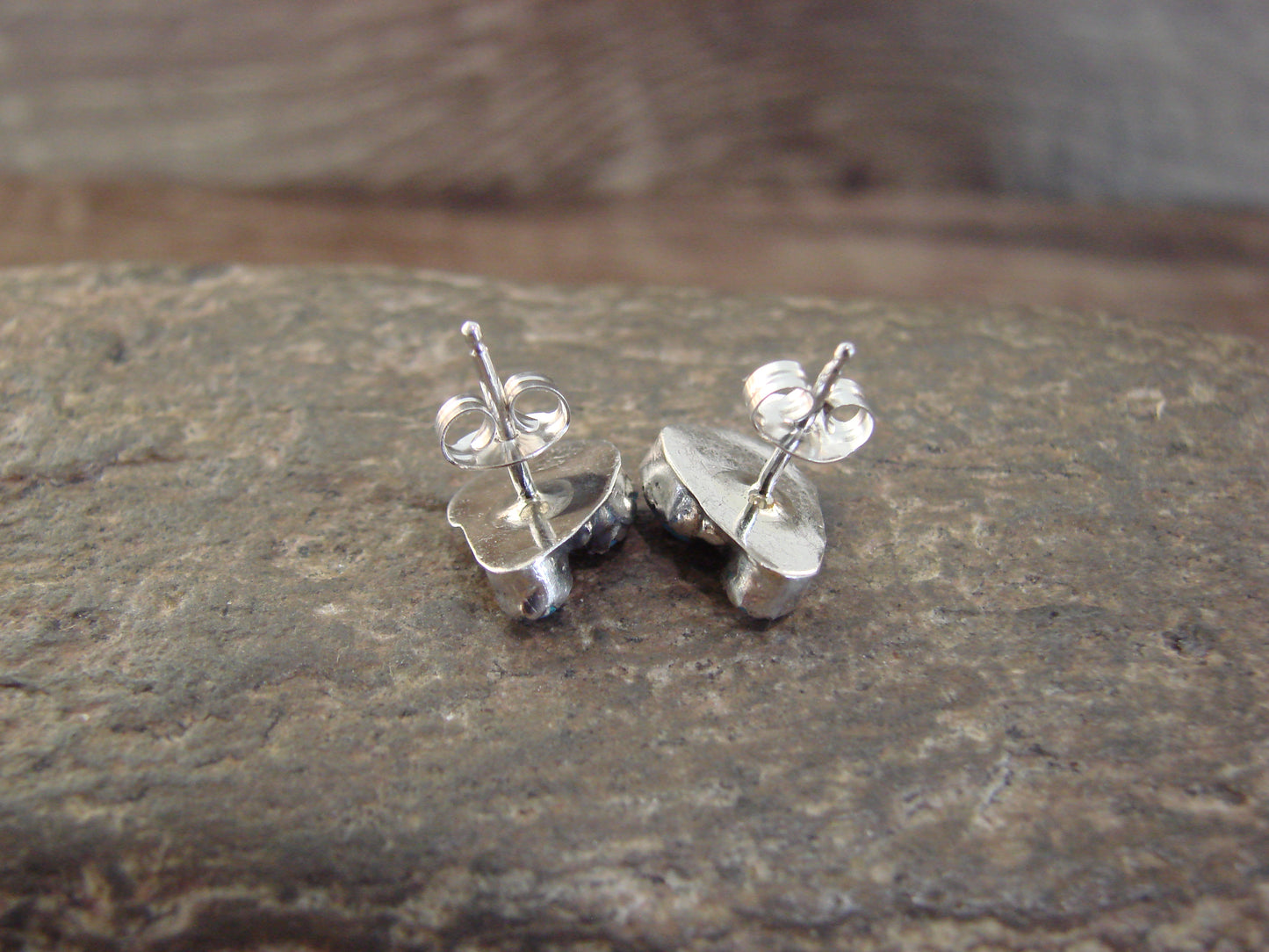 Native American Sterling Silver & Turquoise Feather Post Earrings by Joe