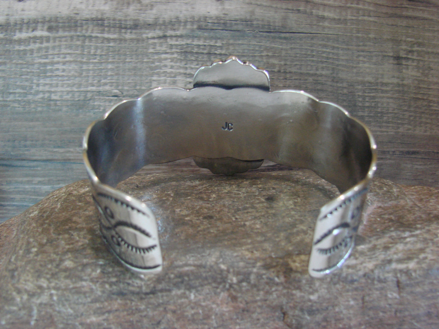 Navajo Indian Nickel Silver & Tiger Eye Bracelet by Cleveland