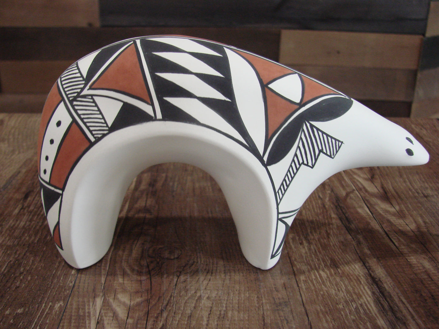Native American Hand Painted Acoma Bear Pottery by Kuutimaitsa