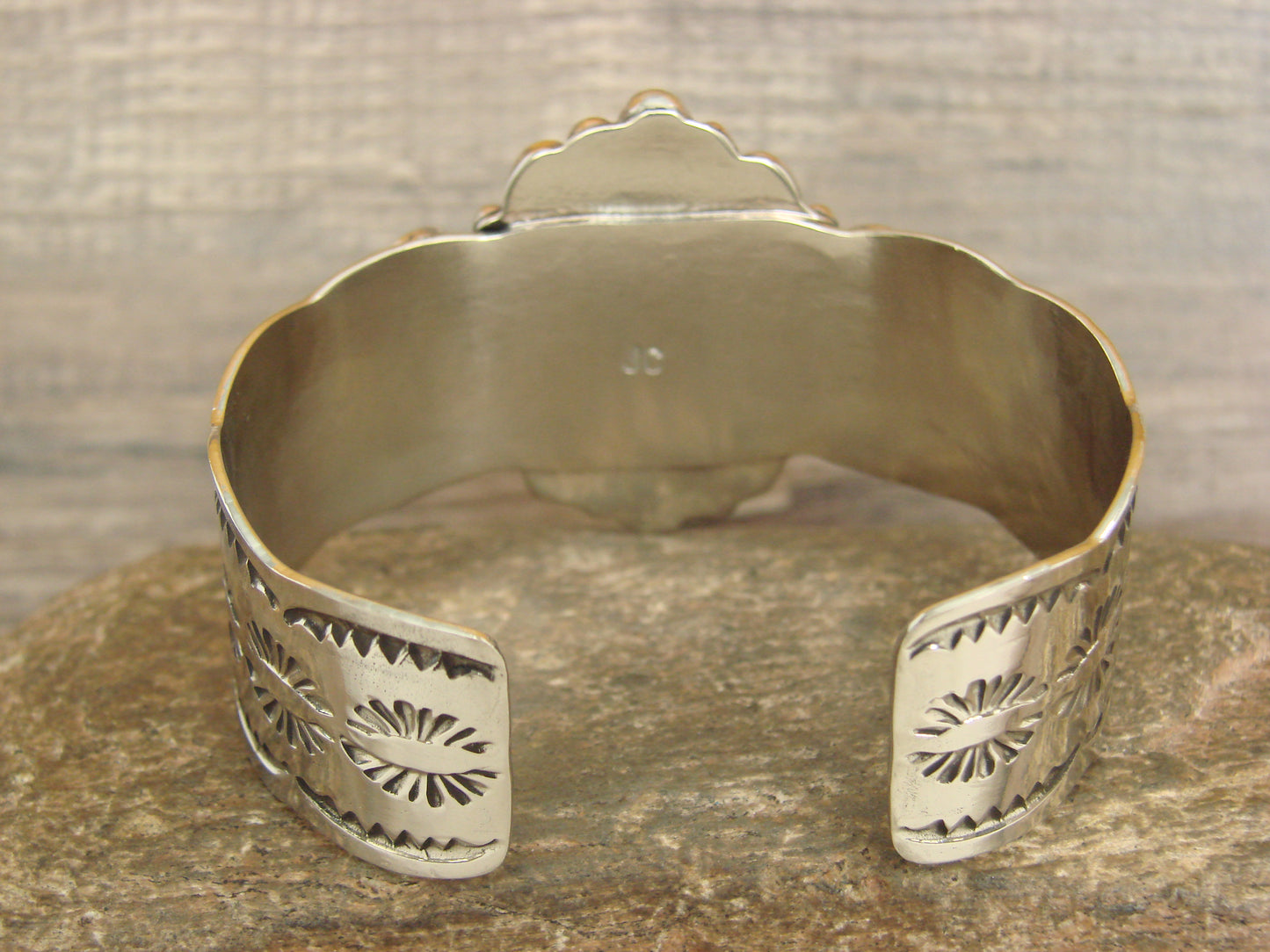 Native American Nickel Silver & Turquoise Bracelet by Cleveland