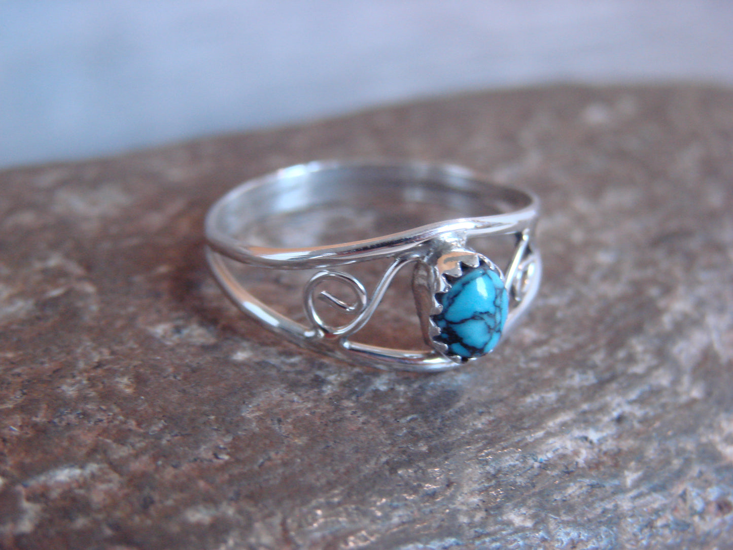 Native American Sterling Silver & Turquoise Ring Size 8.5 by Lincoln