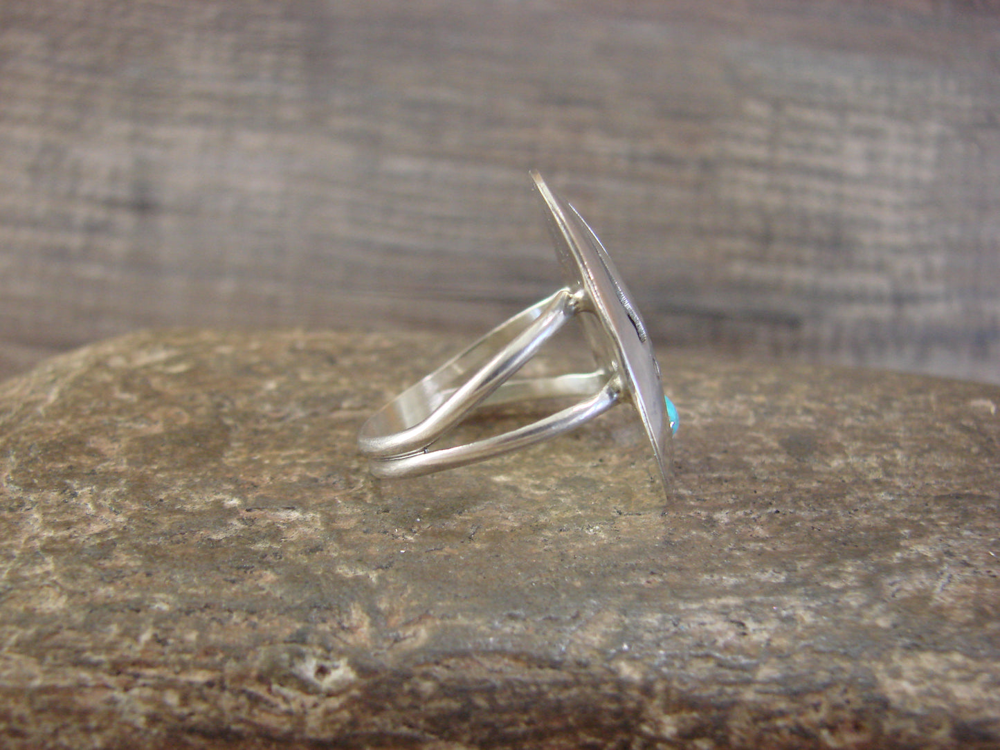 Native American Sterling Silver Turquoise Bear Paw Ring by Ervin Begay - Size 8.5